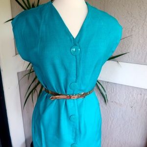 Vintage Liz Claiborne Teal Shift Dress (Size 8)